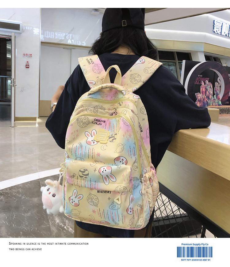 2023 New Cartoon Printed Backpack For Girls Korean Version Cute And Lightweight Nylon Material Breathable And Durable School Shoulder Bag
