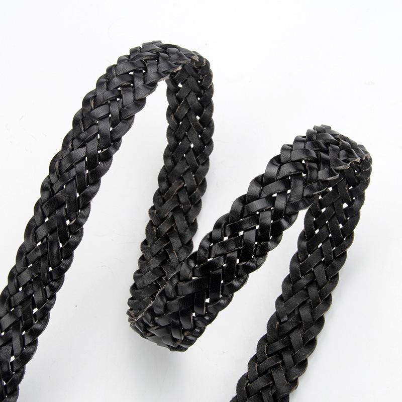 New Hand-woven Leather Belt Head Layer Cowhide Versatile Dress Decorative Alloy Pin Buckle Belt for Women