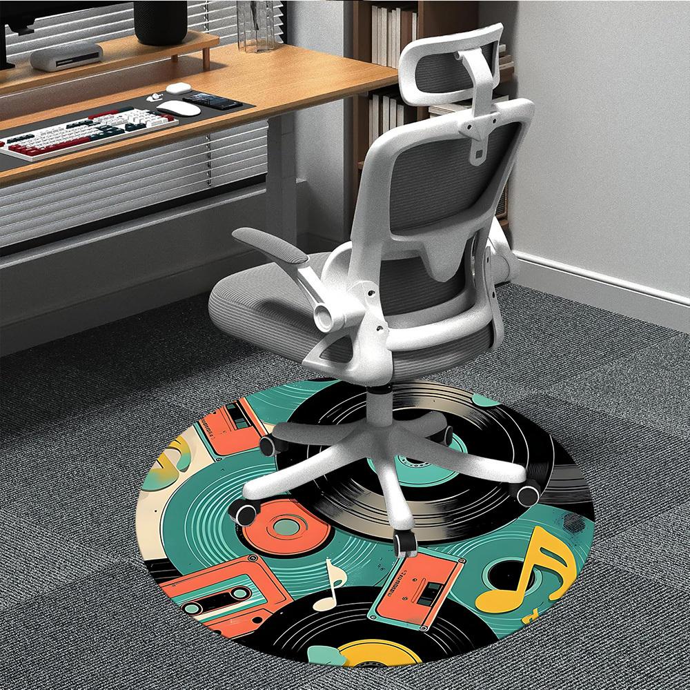 1pc Music Retro Office Round Area Rug, Indoor Mat Suitable ForOffice, Under Office Chairs Bedroom Living Room Home Decor T168