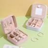 1pcs Portable Mirror Split Zipper Earring Earrings Necklace Jewelry Box Storage Jewelry Box Leather bag
