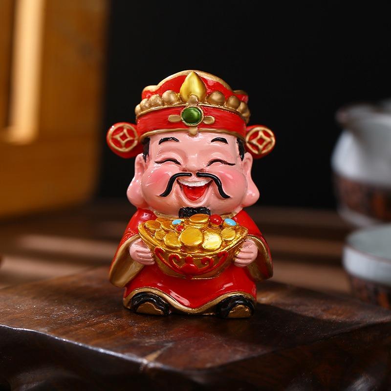 1pc Mini God of Wealth Statue, God of Wealth Ornament, Creative Decorations, TV Cabinet Decoration, Shop Opening, Housewarming Gift