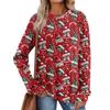 Women's Printed Lightweight Brushed-Cotton Round Neck Top