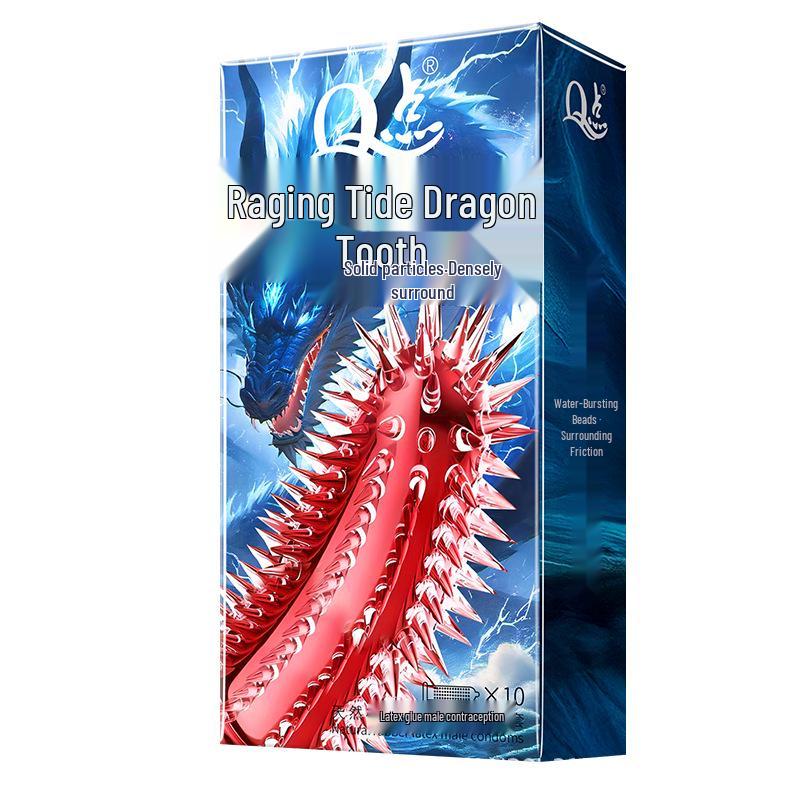 Ultra-Thin Large Particle Clitoral Stimulation Condoms - Long-Lasting Wolf Teeth Design