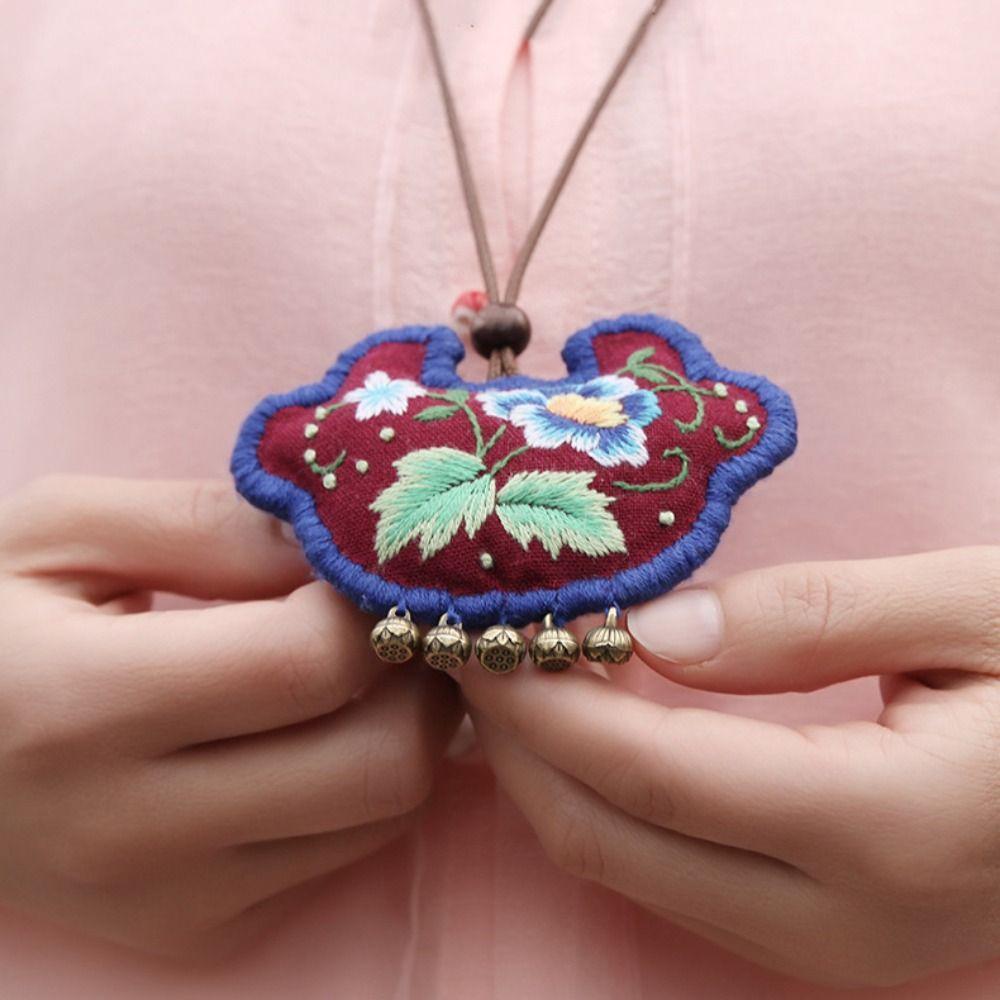 

Handmade Pendant Cross Stitch Set Colorful Embroidery Set Embroidered Lucky Bag DIY Kits Adults Style 13