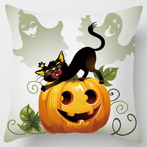 Halloween Cartoon Cat Square Pillowcase Home Decoration Car Sofa Bedroom Cushion Cover pillow cases pillow covers decorative