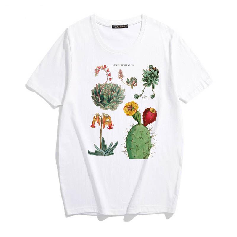 

Harajuku Plant Cactus Fleshy Cute Letter Print Female Tshirt Ulzzang Fashion Summer Loose Casual Oneck Retro Womens Clothing 4XL