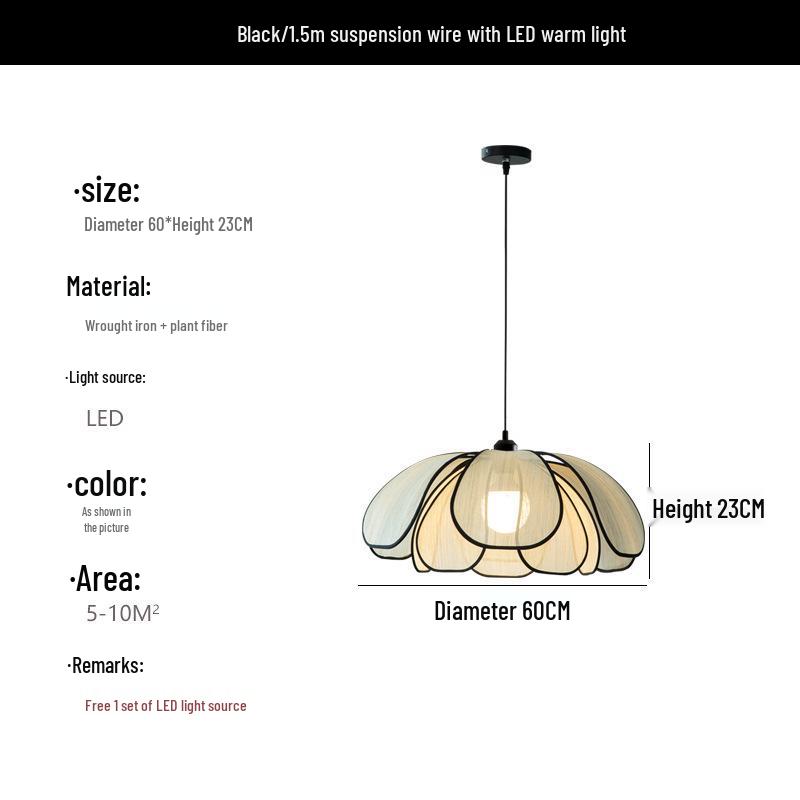 Mid-Century Wabi-Sabi French Retro Chandelier: Elegant Floral Design for Living, Bedroom, or Study