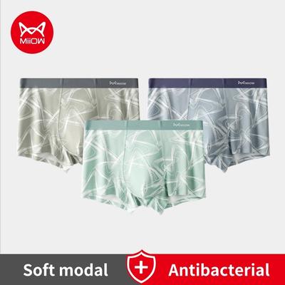 MiiOW 3 pièces Modal sous-vêtements masculins AAA antibactérien surdimensionné sous-vêtements à carreaux short de boxe L-4XL