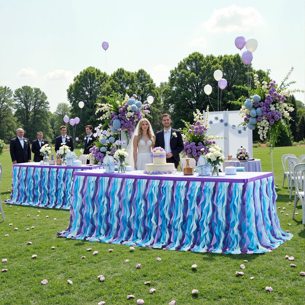 Curly Willow Table Skirt for Rectangle Round Tables 6ft Ruffle Table Cloth Reusable Table Skirt for Party Wedding