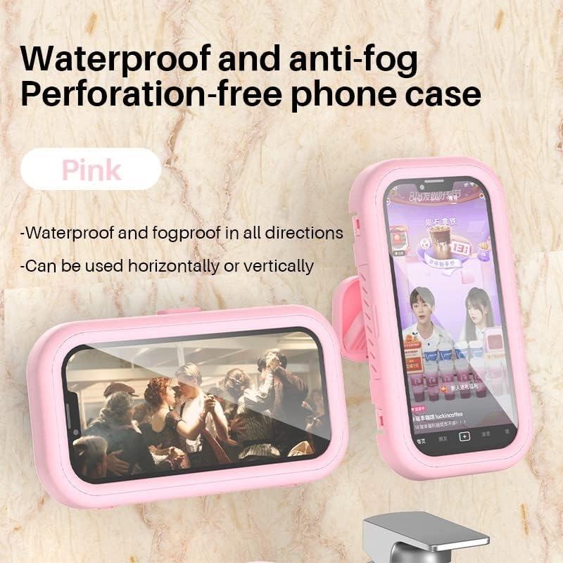 360 ° Rotatable Bathroom Waterproof Phone Case Bathroom Shower Drama Chasing Tool Kitchen Wall Hanging Lazy Person Bracket (Green)