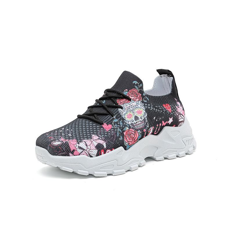 Labelled Non-slip Fashion Printed Ventilation Hole Sports and Leisure Single Shoes New Lace-up Soft Sole