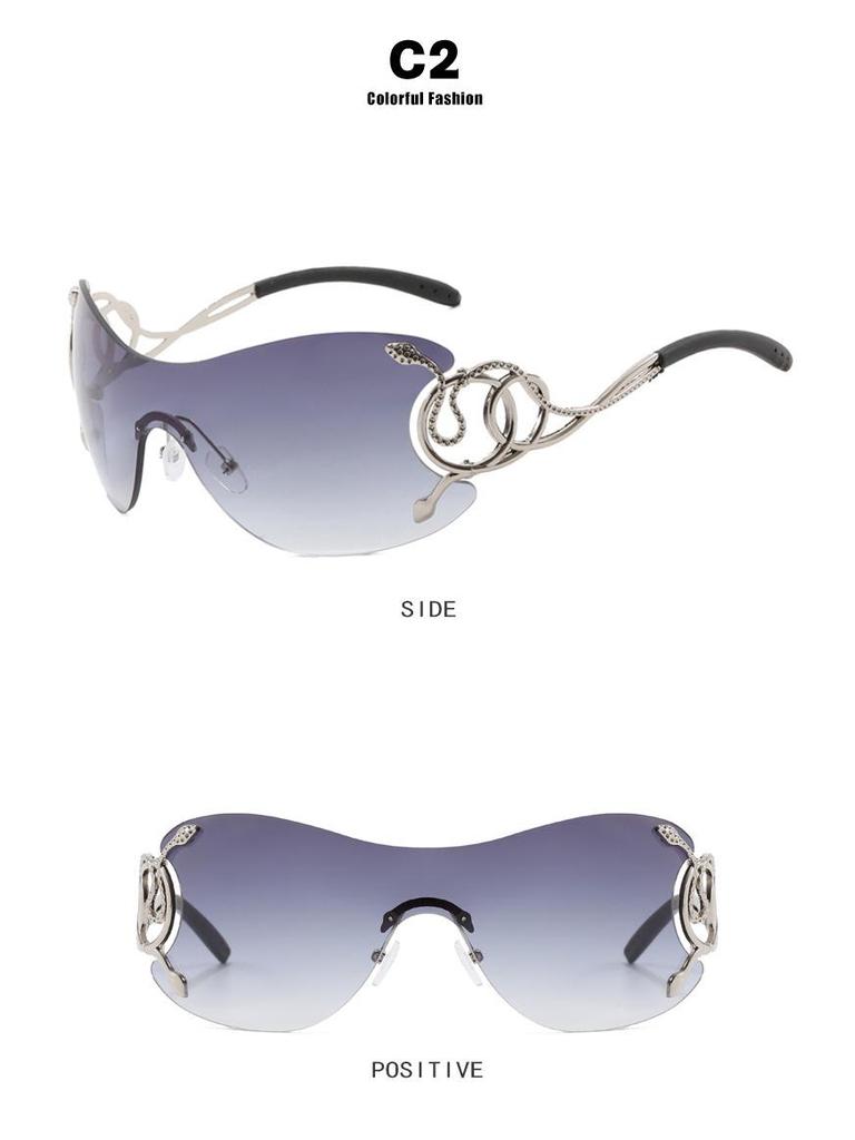 Bezrámové slnečné okuliare Spirit Snake Y2K: Horúce Dievča Veľký Rám pre Odvážny Street Style