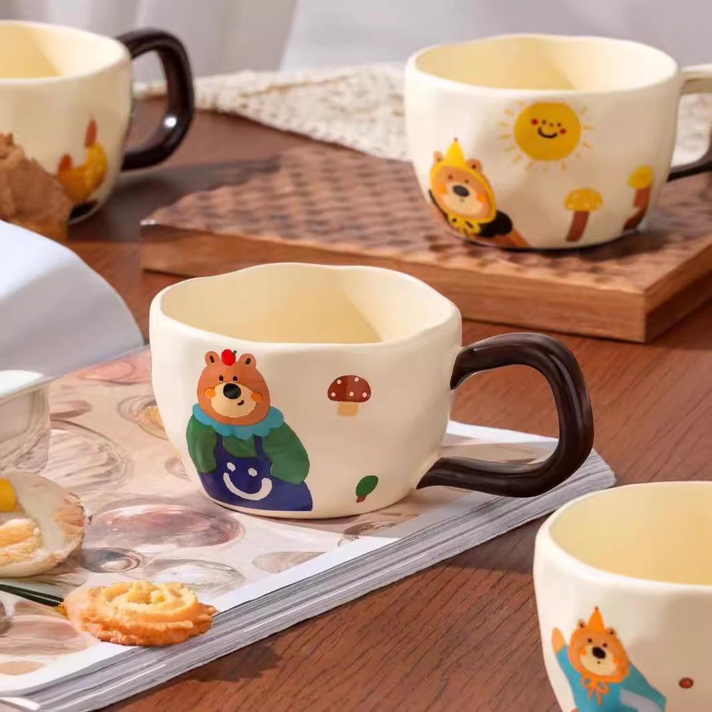 Söt söt björnkopp keramisk mugg hushåll kaffe vattenkopp frukostkopp par dricksvattenkopp
