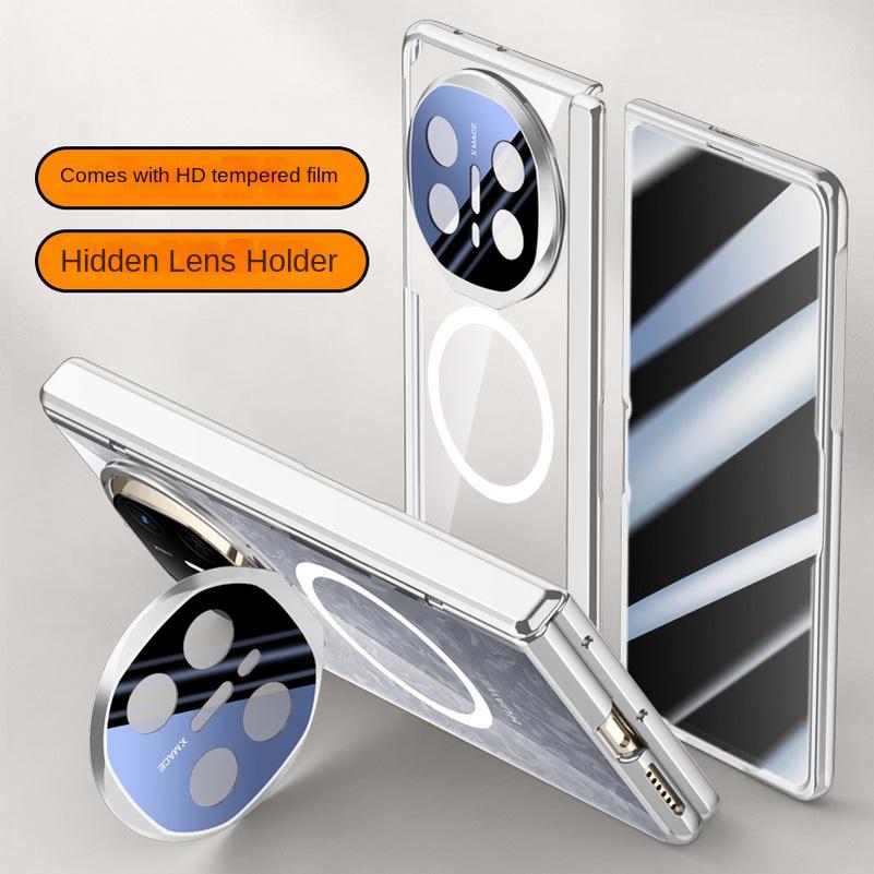 Magsafe Magnetic Transparent Privacy Screen Tempered Glass Protector Case For Huawei Mate X6 X5 Spring Hinged Holder Back Cover