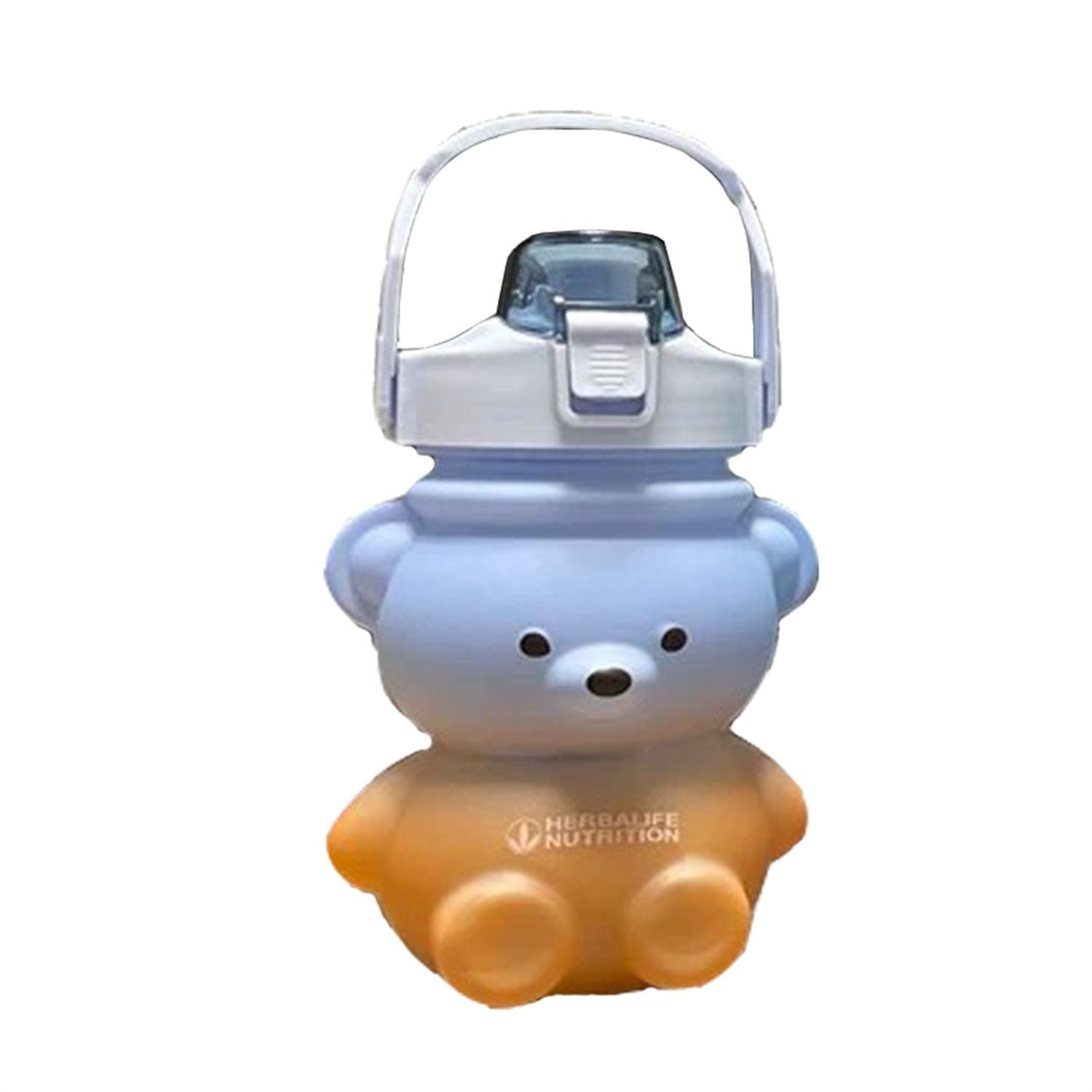 

Her-life Nutrition Shake Water Bottle 1.1L Oversized Gradient Bouncing Cover Plastic Material Outdoor Travel Bottle Cute Bear