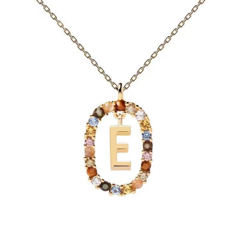 European & American Spanish Zircon Alphabet Necklace - Stylish Clavicle Chain Pendant