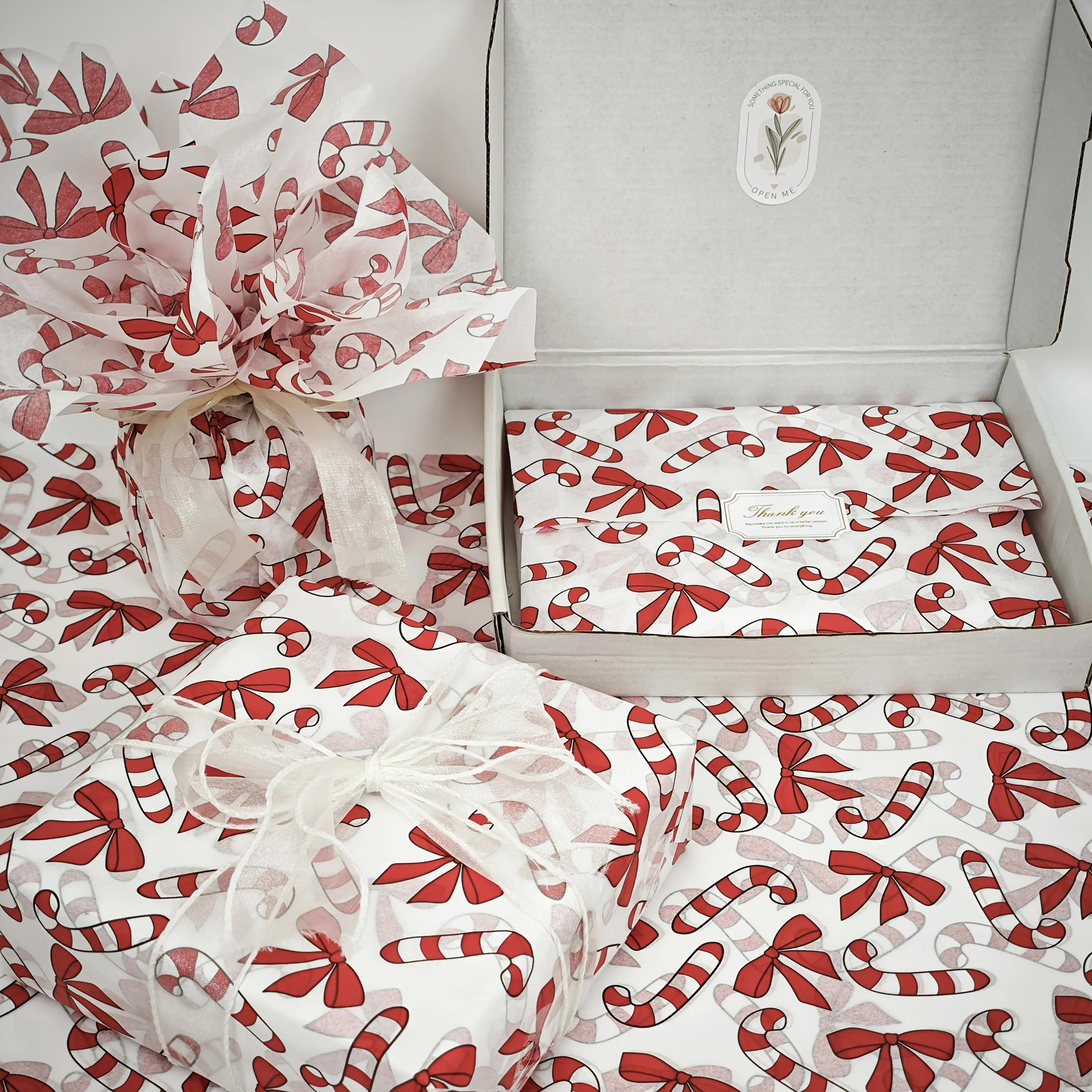 

Red Christmas Bamboo Bow Pattern Tissue Paper, Santa Claus, Christmas 50X35Cm