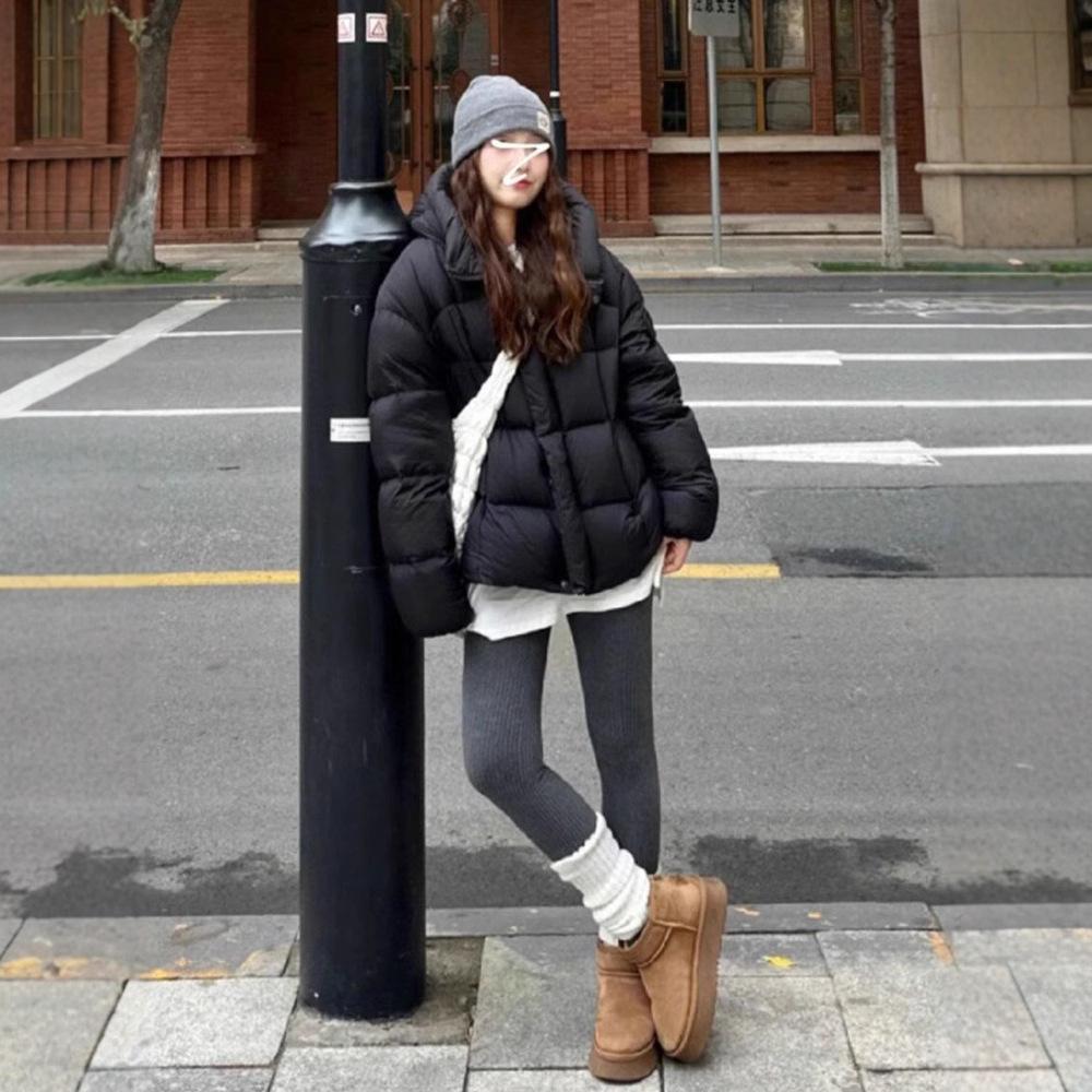 Black Down Cotton-padded Jacket for Women Short Winter Small Person Cotton-padded Jacket Thickened Bread Coat for Women