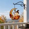 Farmhouse Exterior Ornament 2D Ghost Moon Pumpkin Acrylic Suncatcher, Halloween Window Hanging Ornament, Autumn Thanksgiving Garden Yard Wall