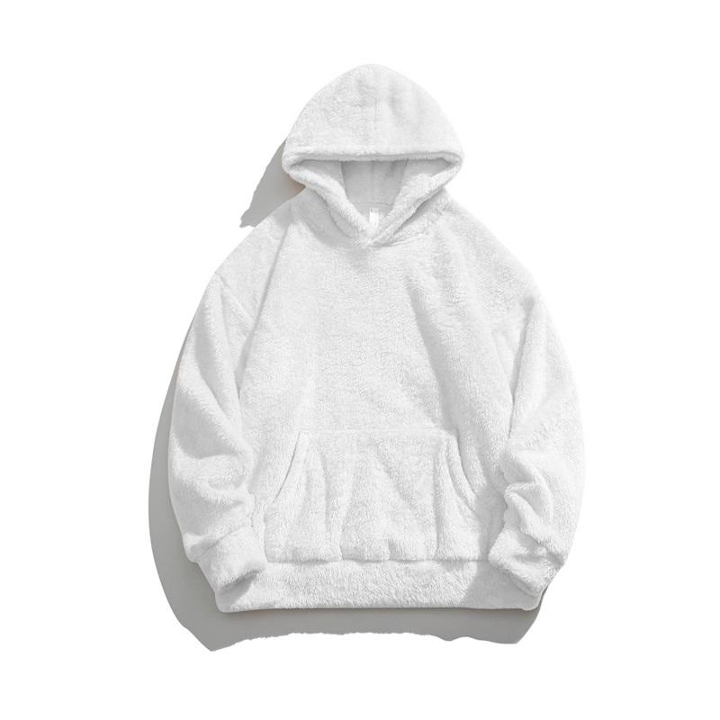 

Fleece Hoodie Men s Casual Oversized Pullover Hooded Sweatshirt With Pocket XXL білий