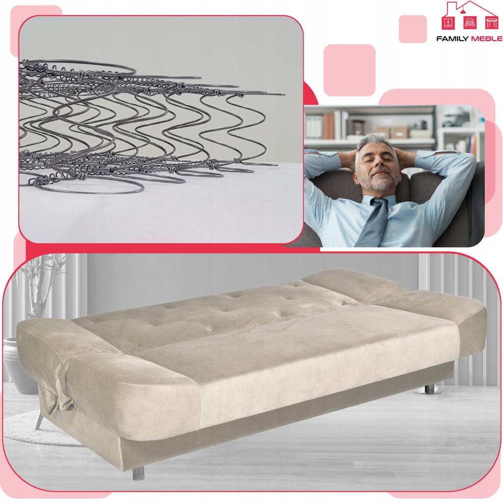 Kanapa sofa Sara Karo rozkładana wersalka spania bonell łóżko Family meble