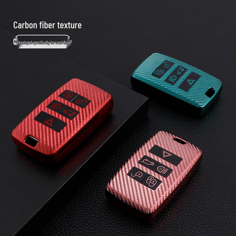 2022 Range Rover TPU Black Rubber Carbon Fiber Key Case