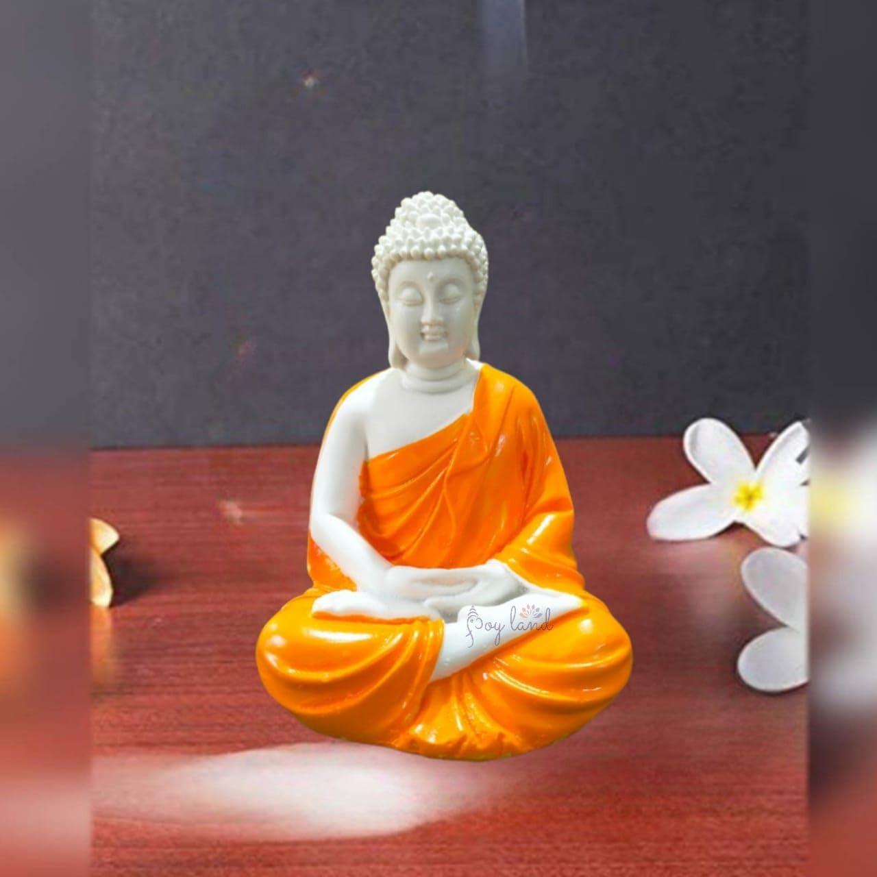 

Polymarble Statue Lord Figurine/Idol (Orange Earthenware Dhyan Buddha) Oneisze