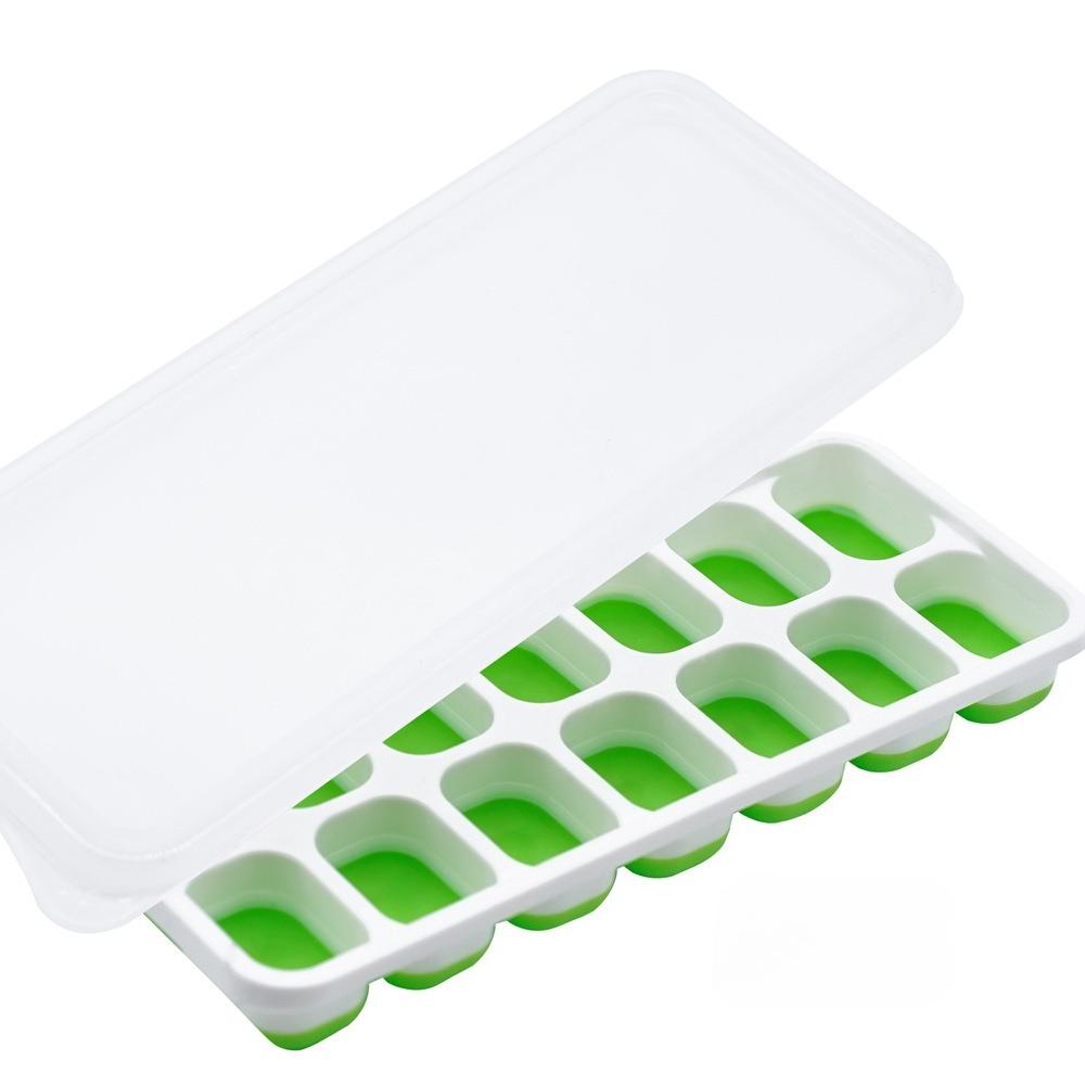 Ice Cube Tray Silicone Mold with Cover Square 14-cube Easy Release Ice Cube Molds Summer Kitchen Bar DIY Iced Drink Maker Tools