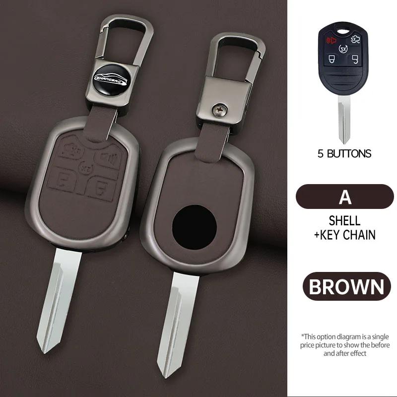 

Zinc Alloy Car Key Case Cover for Ford Explorer Flex Taurus Edge F-150 Smart Keyless Enter Fob 5 Buttons Car Accessories