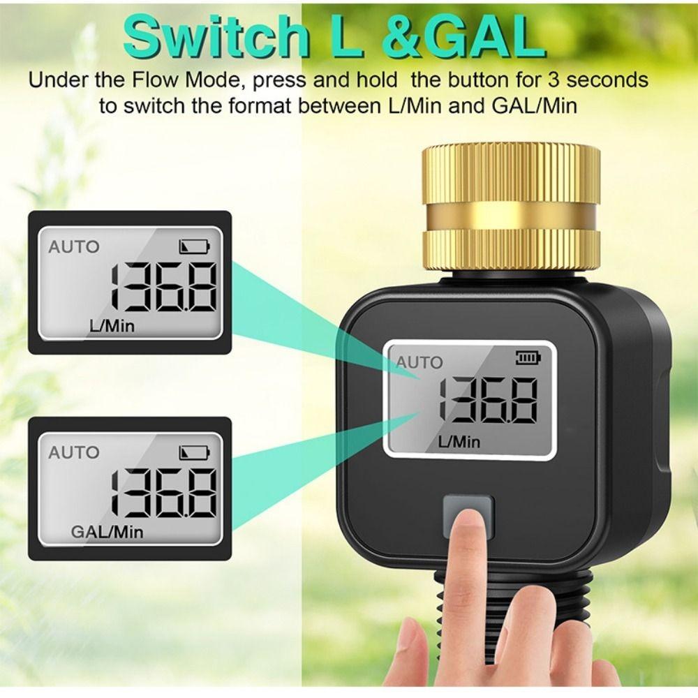 IPX5 Waterproof Water Flow Meter Digital Display Water Consumption Meter Garden Watering