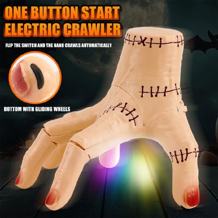 Horror Movie Themed Electric Crawling Hand With LED Lights Scary Noises And Sensor Triggered Movement Halloween Decoration