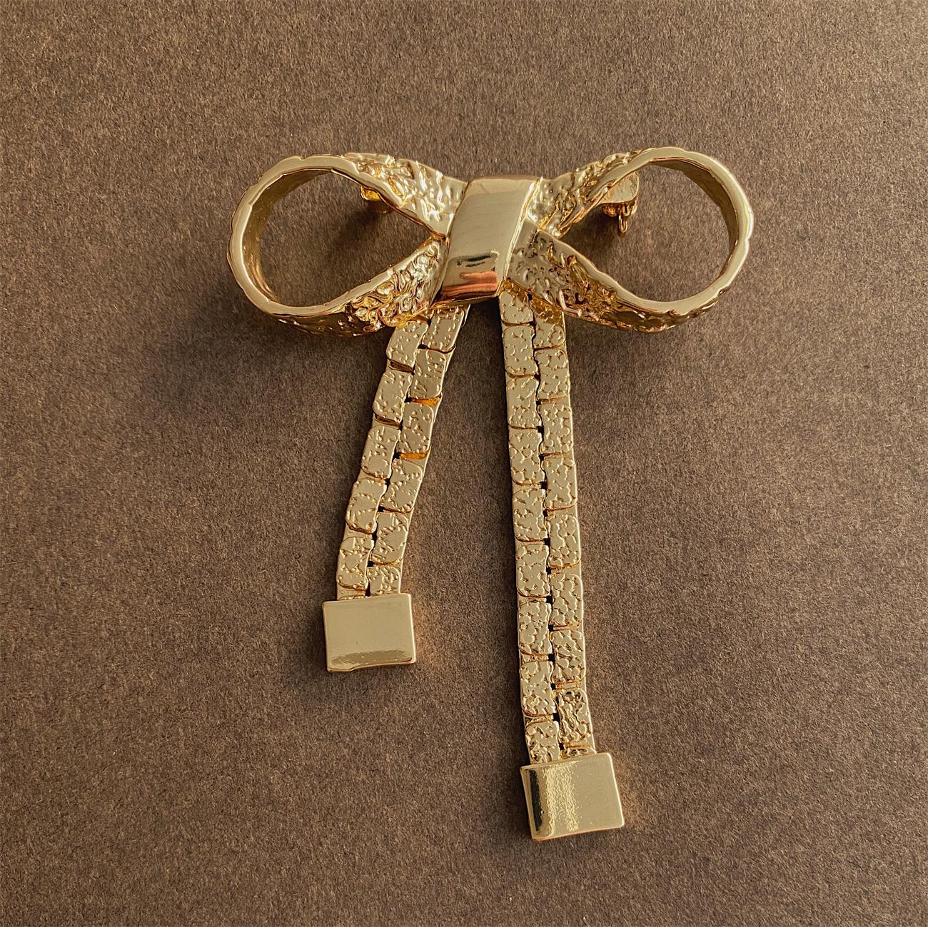 

Классический средний дизайн кристальные колпачки лента бант брошь булавка для женщин мужчин барочный стиль золотистый цвет значки корсажи пряжки