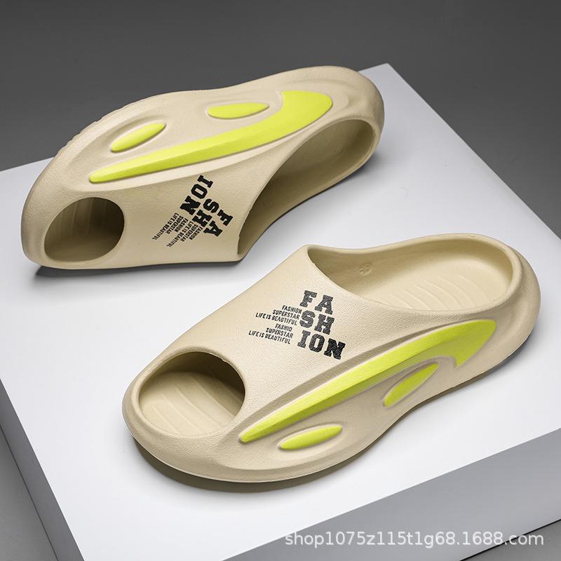 

Летняя повседневная одежда для пар, крутые шлепанцы на толстой подошве, модные шлепанцы с мягкой подошвой для пляжа, универсальные шлепанцы на одно слово 44-45 хаки