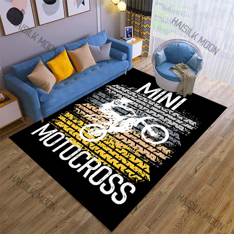 1PC Mini motocross rider jumping tire tracks Carpet for Living Room Bedroom Sofa Home Decor Rus Non-slip Floor Mat Luxury Gift