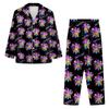 Women's 2 Piece Printed Suit Long Sleeve Button Up Top Wide Leg Pants Suit Set Pajamas Home Casual Suit