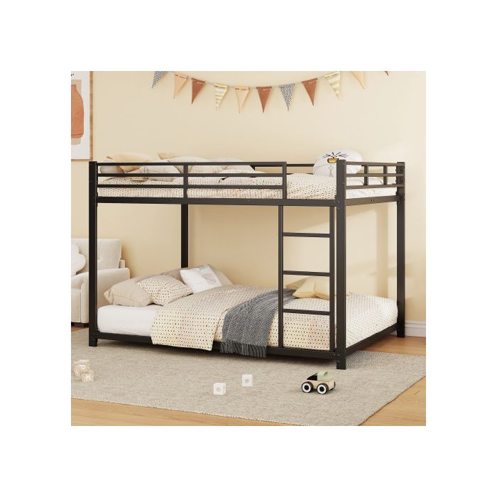 Lit superposé - MUVOE - 140x200 cm - Métal Noir - 2 places - Montage facile
