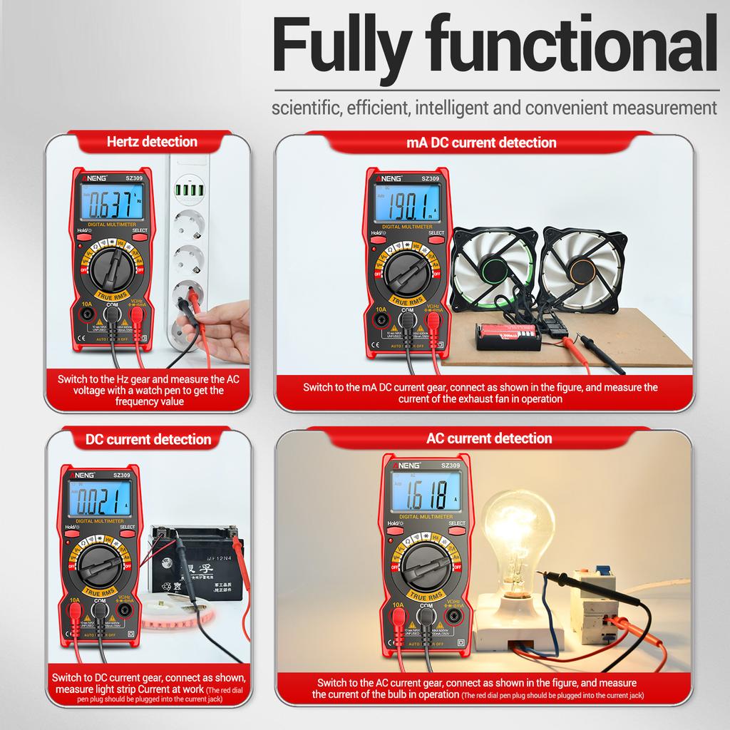ANENG SZ309 Smart Multimeter 1999 Count High Precision Electrical Tester LCD Backlight ACDC