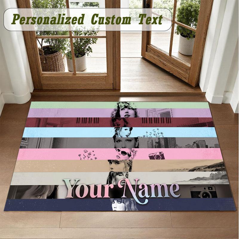 Crystal Velvet Square Rug Custom NameTaylor Swift Pattern Non Slip Home Floor Decor Rug