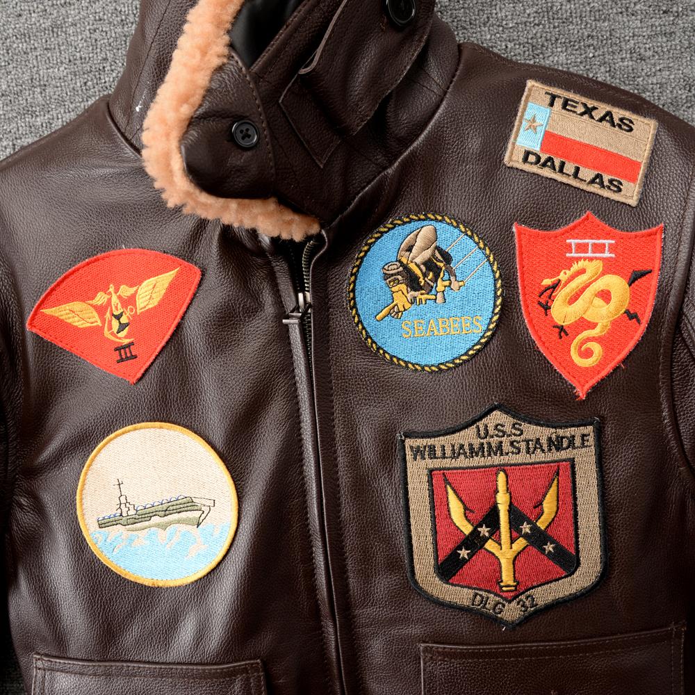 Genuine CowMen Leather Jacket Detachable Fur Collar Top G1 Flight Suit Jackets For Men Military Aviator Cowhide Coat Winter