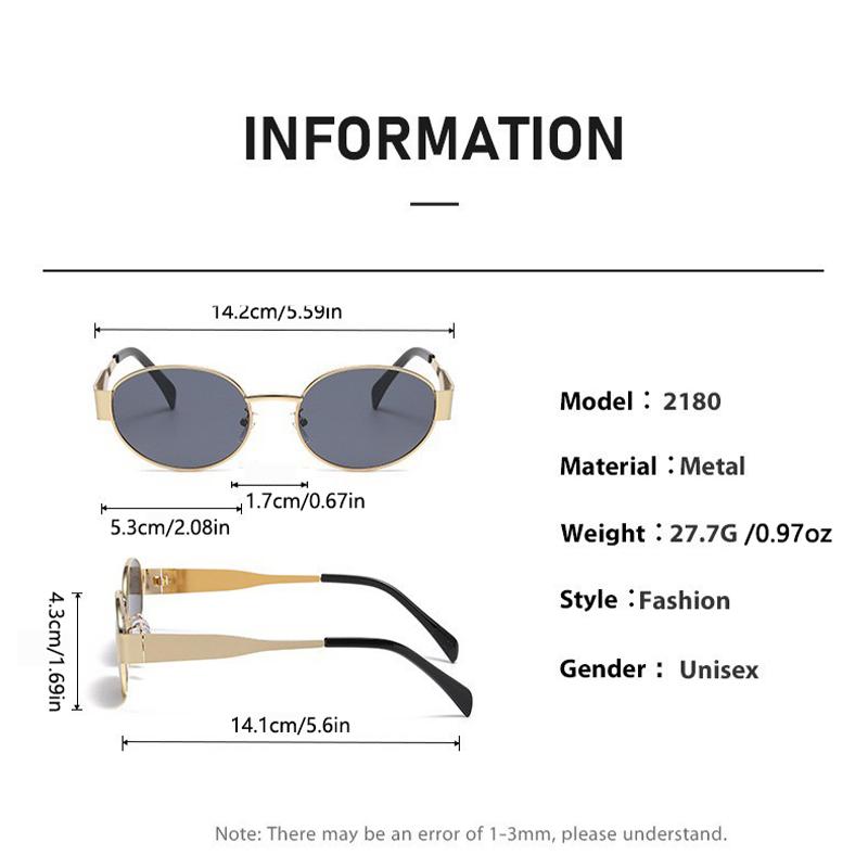 Oval Sunglasses For Women With High-end Metal Sunglasses Small Frame Retro Internet Celebrity Street Shot Sunglasses 2180