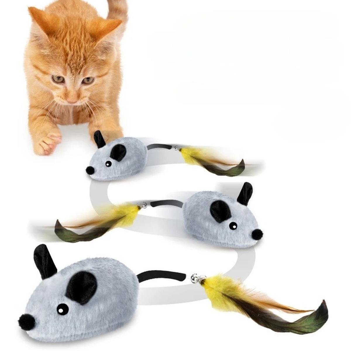 

Interactive Plush Mouse Cat Toy, Realistic Squeaky Moving Toy for Indoor Play & Exercise 12×6.5cm сірий