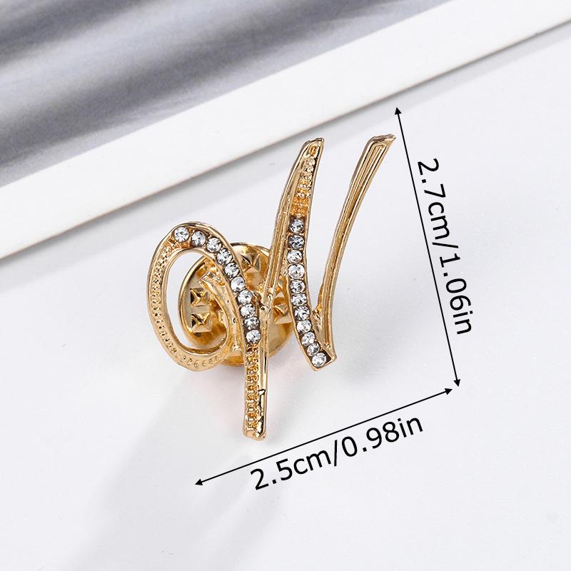 1PC Rhinestones Clothing Accessories Shirts Badge Gifts Lapel Pin Party Women's Brooches Dinner Letter Brooch Dress European A-Z