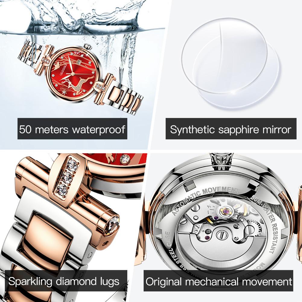 OUPINKE Montres Marque de Mode Montre Mécanique Automatique Étanche Montre pour Femme