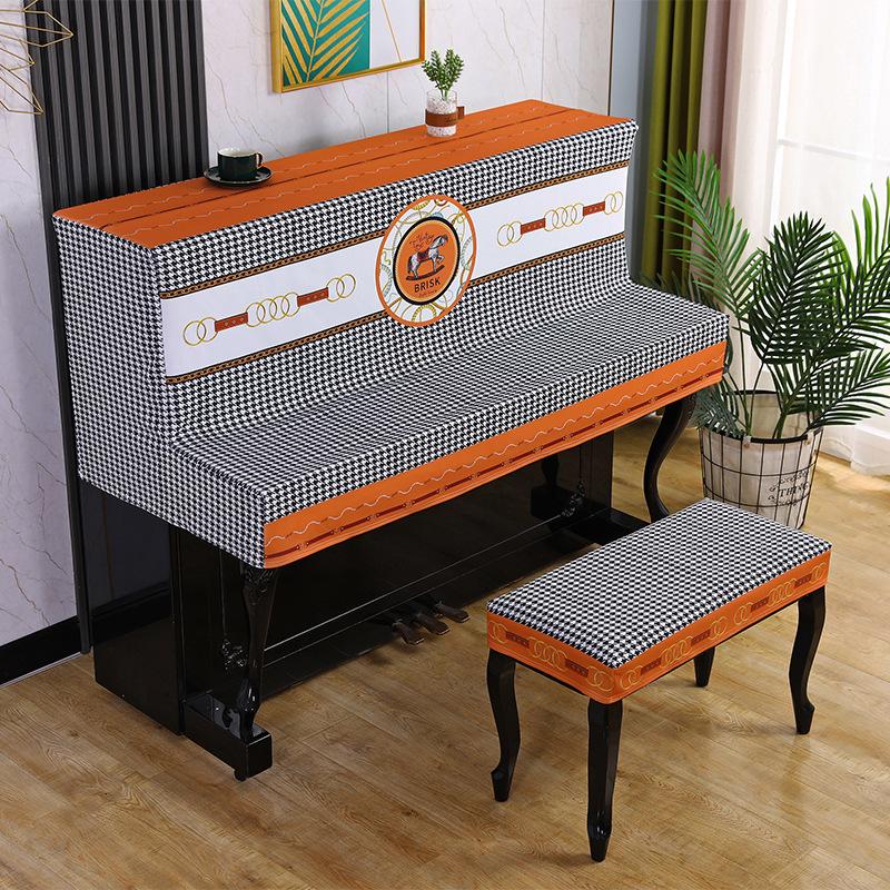 Modern Electric Piano Dust Wipe Minimalist Technology Cloth Stool Cover Print Beautiful Piano Cover for Household Use