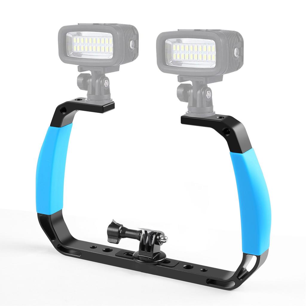 Underwater Diving Rig Tray Mount Silione Anti Slip Grip Stabilizer with 2 Cold Shoe 1Celsius4in 3Celsius8in Screw Hole Action Camera Accessory for Ins