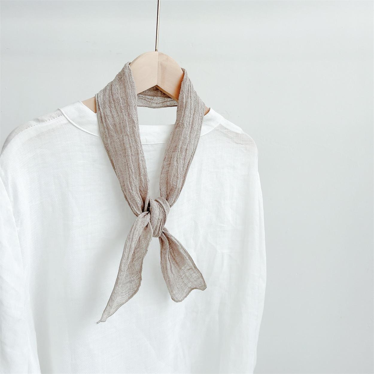 

Весенне-летний тонкий льняной шарф, узкий, длинный, дышащий, защитный шарф для шеи для женщин, универсальные удлиненные аксессуары для шарфов