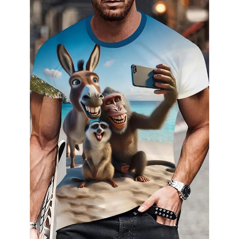 

Fun Monkey 3D Print Sports Breathable Men T-shirt Outdoor Street Loose Cosplay XXXL