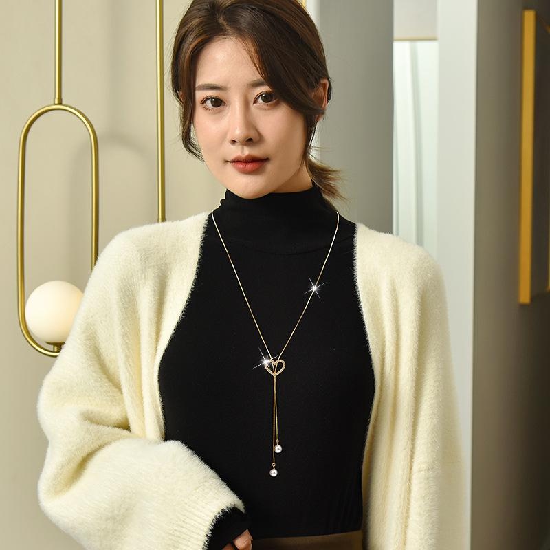 Love Pearl Tassel Can Pull Sweater Chain Women'S Long Versatile Autumn And Winter High-End Atmospheric Necklace Clothes Chain