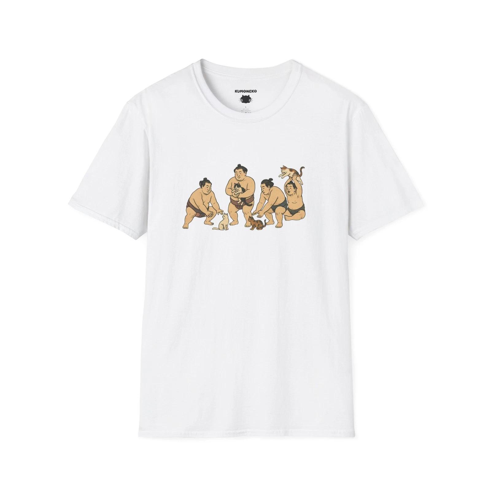 

Sumo Wrestlers and Cats T-Shirt, Funny Japanese Cat Lover Shirt 2XL