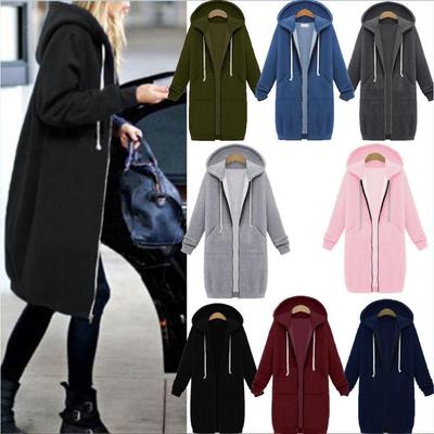 2024 Autumn/Winter Women's European & American Hooded Mid-Length Sweatshirt